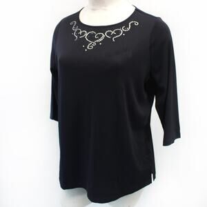 Quacker Factory Plus Black Valentine's Day Studs Shirt Top Tunic 3X